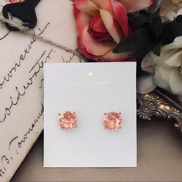 KATE SPADE • Peach Crystal Gumdrop Stud Rose Gold Earrings - Picture 8 of 8